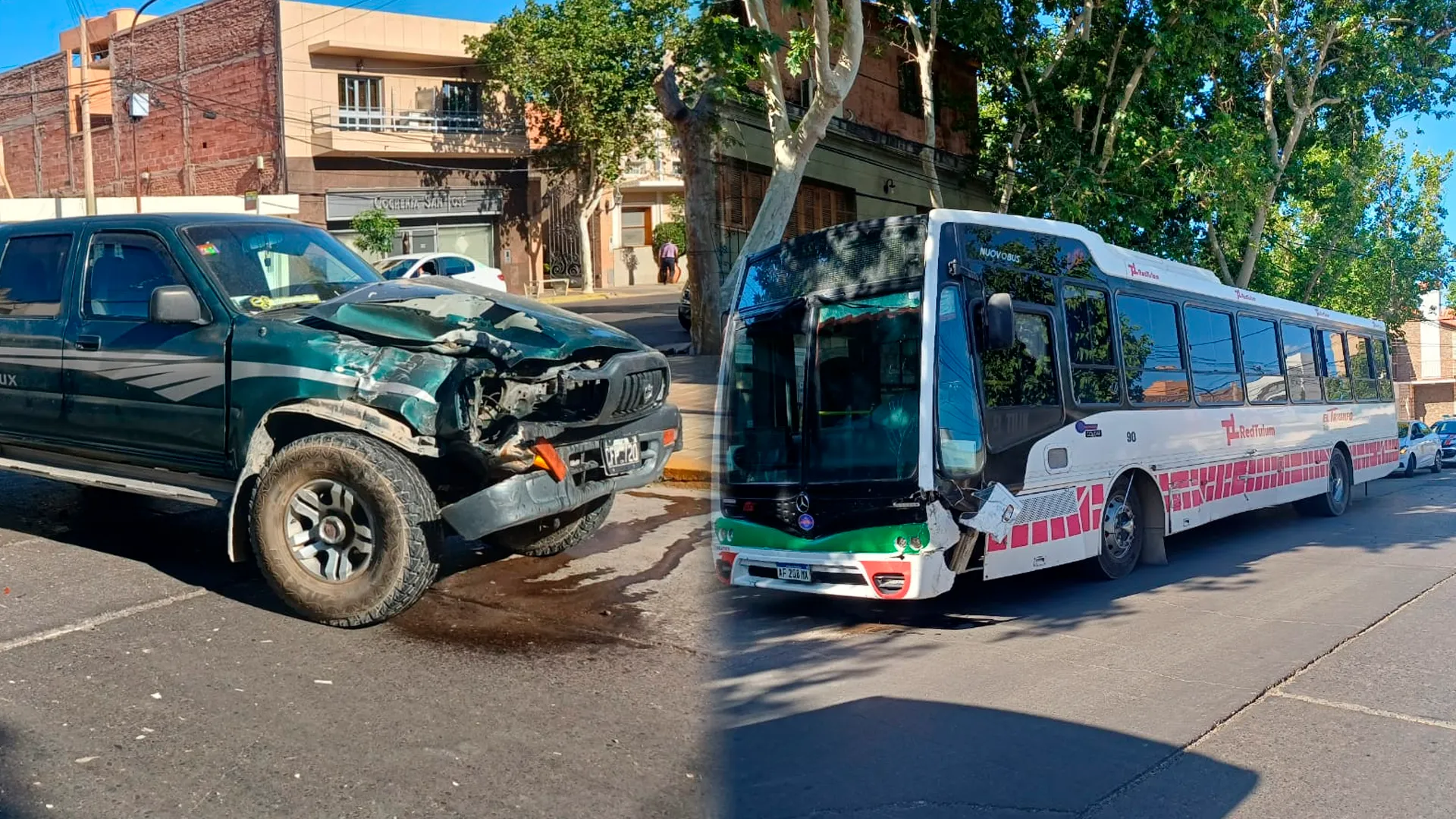 Choque entre una camioneta y un colectivo de El Triunfo en pleno centro ...